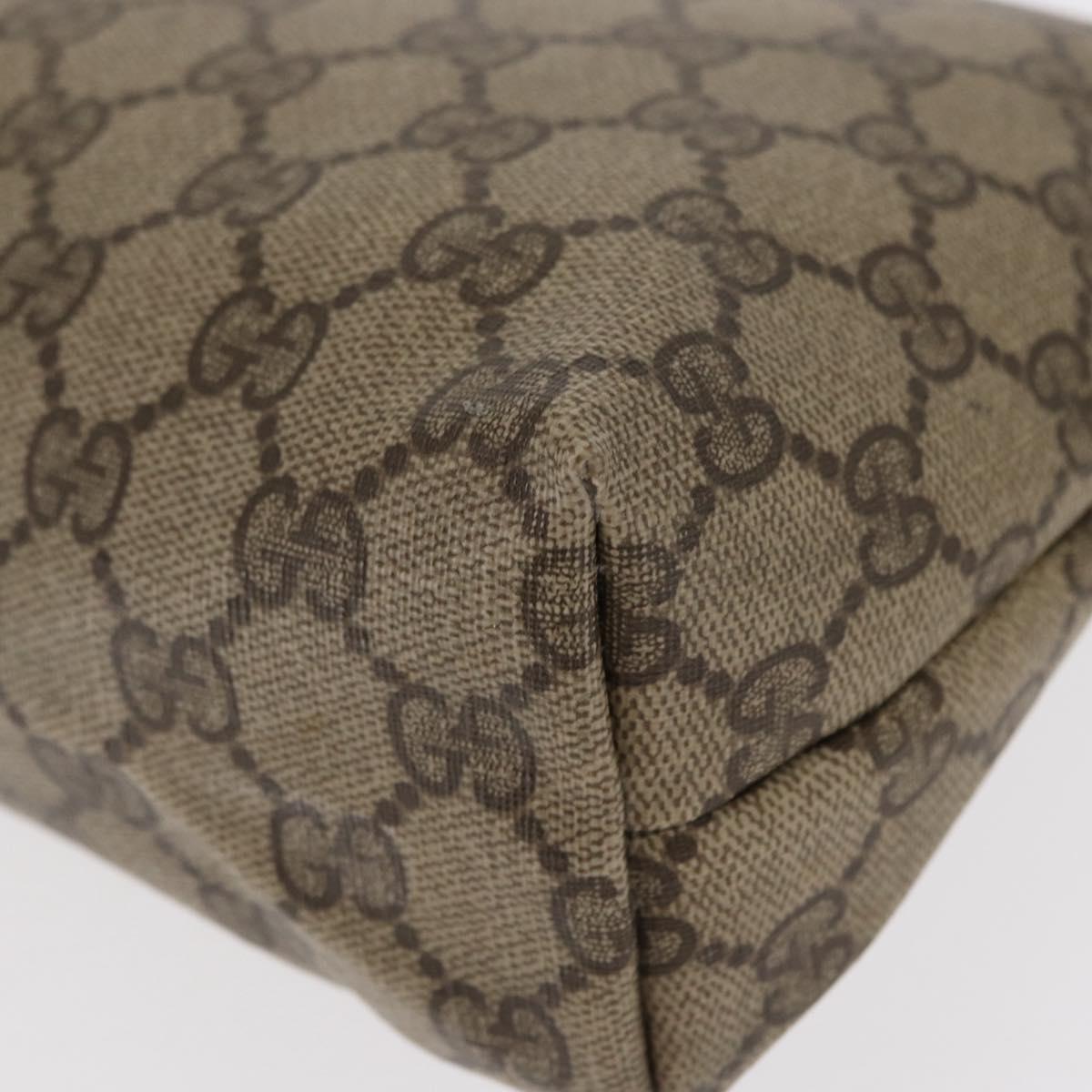 GUCCI GG Supreme Pouch PVC Leather Beige Gold 89 01 045 Auth bs31130