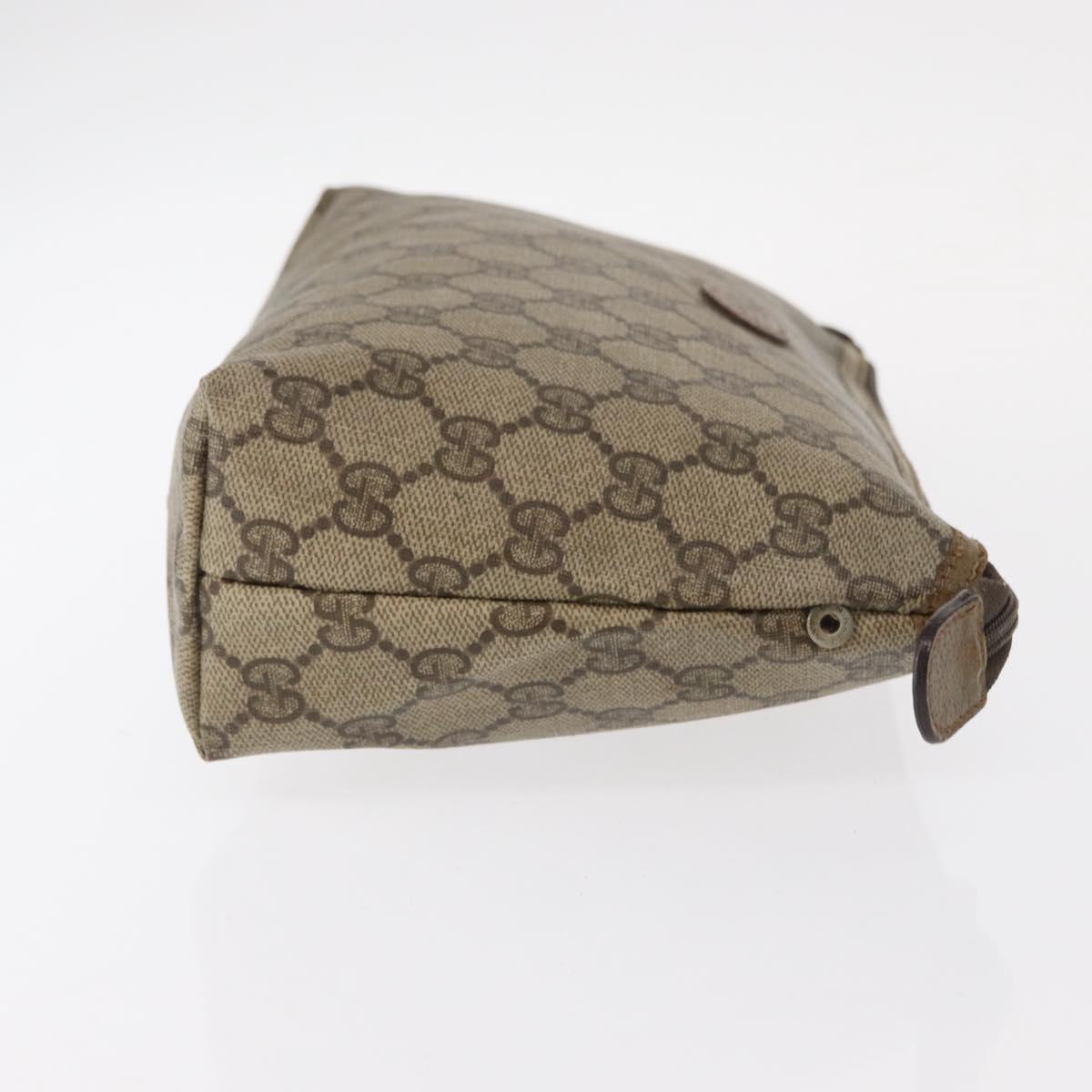 GUCCI GG Supreme Pouch PVC Leather Beige Gold 89 01 045 Auth bs31130