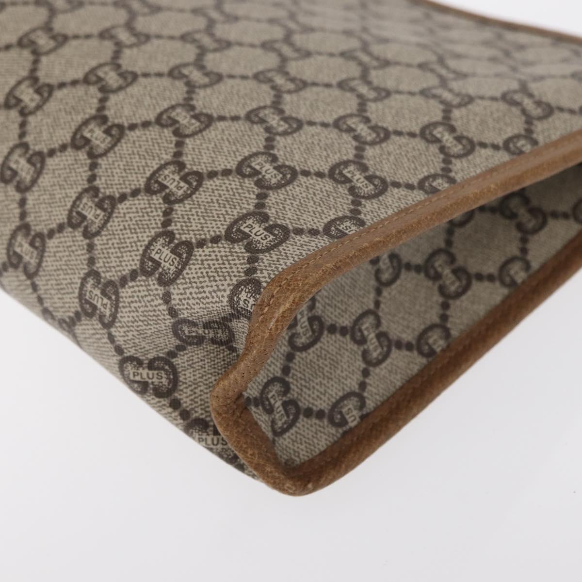 GUCCI GG Plus Supreme Clutch Bag PVC Beige Gold Auth bs31131
