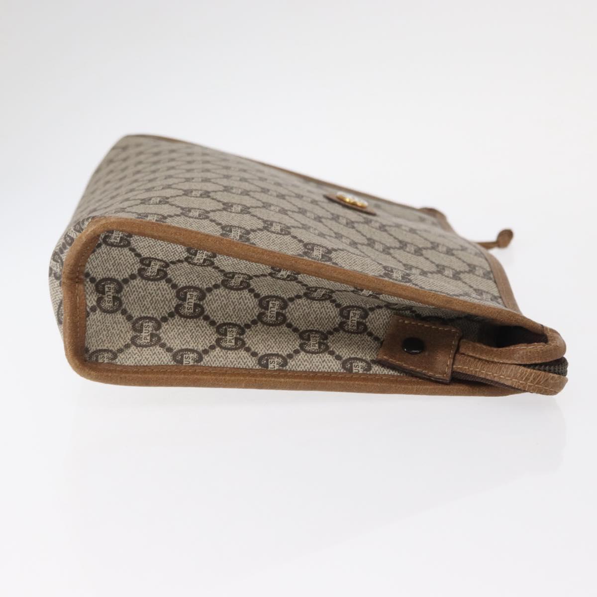 GUCCI GG Plus Supreme Clutch Bag PVC Beige Gold Auth bs31131