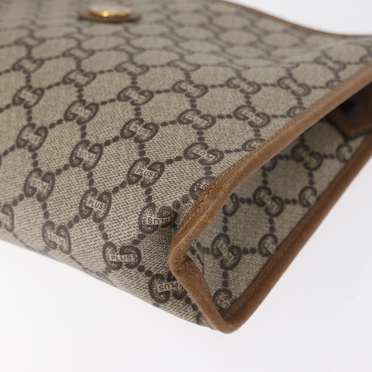 GUCCI GG Plus Supreme Clutch Bag PVC Beige Gold Auth bs31131