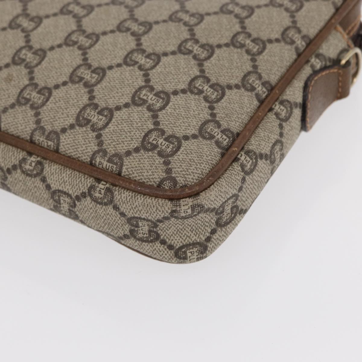 GUCCI GG Plus Supreme Clutch Bag PVC Beige Gold Auth bs31132