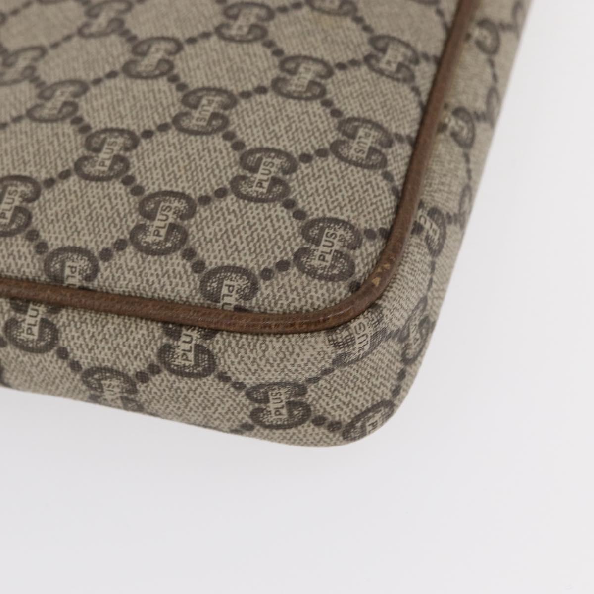 GUCCI GG Plus Supreme Clutch Bag PVC Beige Gold Auth bs31132