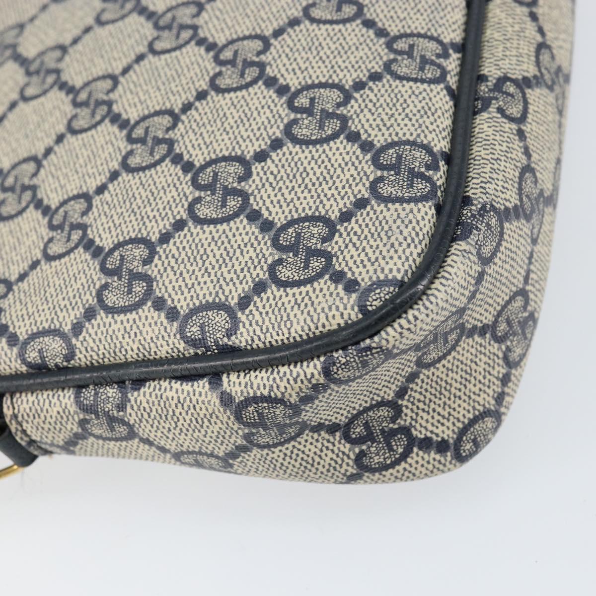 GUCCI GG Supreme Shoulder Bag PVC Navy Gold 97 02 068 Auth bs31133