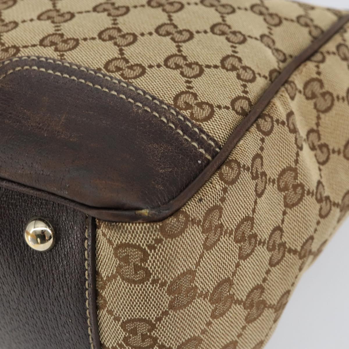 GUCCI GG Canvas Web Sherry Line Tote Bag Beige Gold 177052 Auth bs31134