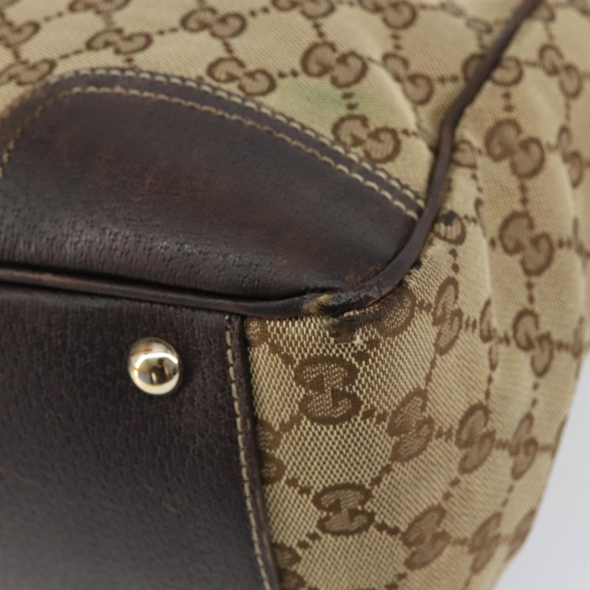 GUCCI GG Canvas Web Sherry Line Tote Bag Beige Gold 177052 Auth bs31134