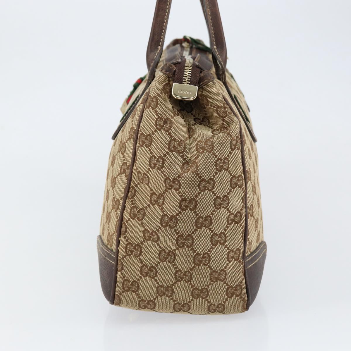 GUCCI GG Canvas Web Sherry Line Tote Bag Beige Gold 177052 Auth bs31134