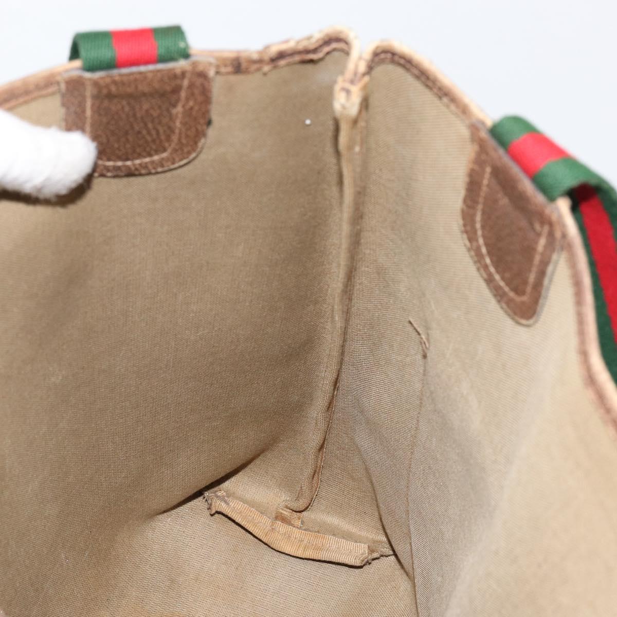 GUCCI GG Supreme Web Sherry Line Tote Bag PVC Beige Gold 39 02 003 Auth bs31137