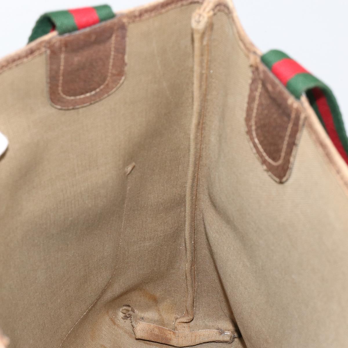 GUCCI GG Supreme Web Sherry Line Tote Bag PVC Beige Gold 39 02 003 Auth bs31137