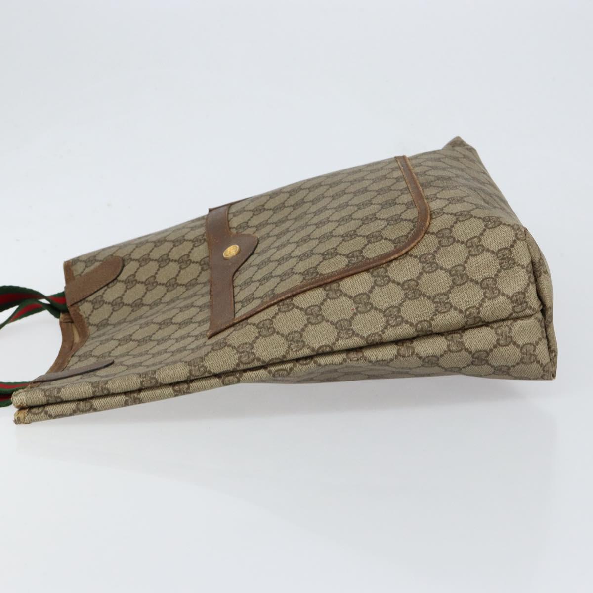 GUCCI GG Supreme Web Sherry Line Tote Bag PVC Beige Gold 39 02 003 Auth bs31137