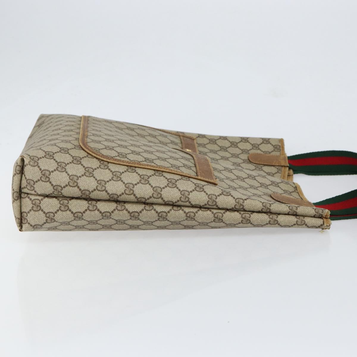 GUCCI GG Supreme Web Sherry Line Tote Bag PVC Beige 40 02 003 Auth bs31138