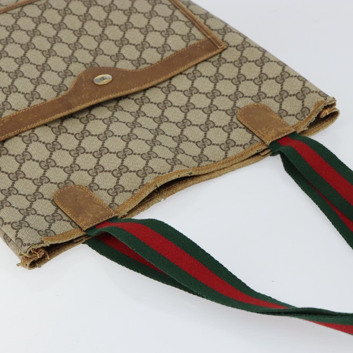 GUCCI GG Supreme Web Sherry Line Tote Bag PVC Beige 40 02 003 Auth bs31138