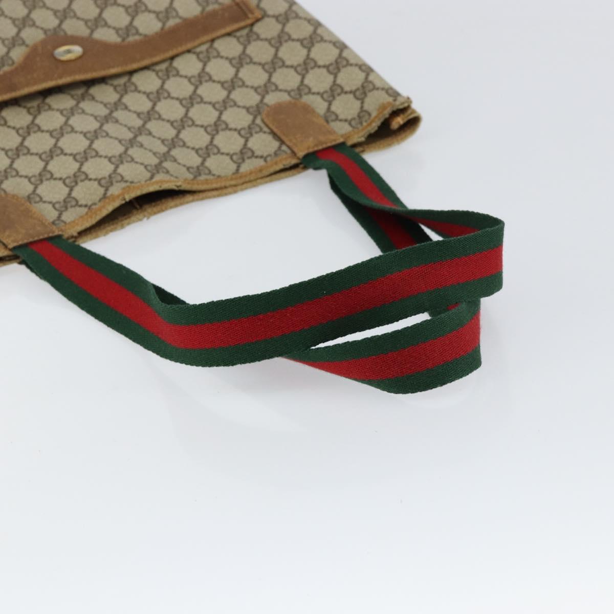 GUCCI GG Supreme Web Sherry Line Tote Bag PVC Beige 40 02 003 Auth bs31138
