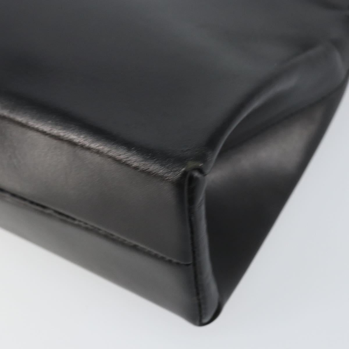 PRADA Hand Bag Leather Black Silver Auth bs31140