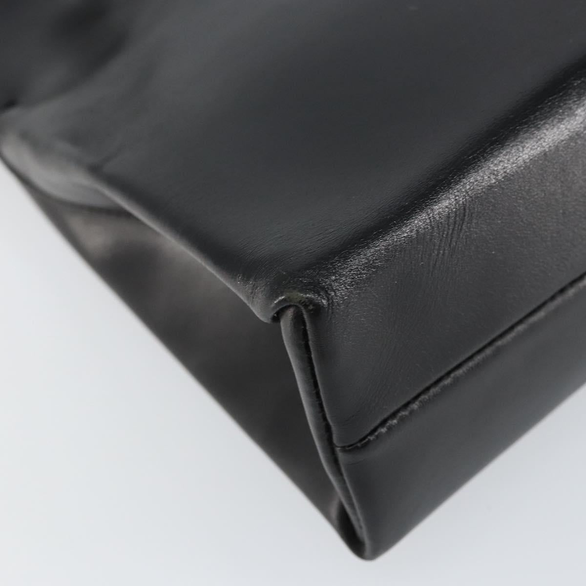 PRADA Hand Bag Leather Black Silver Auth bs31140