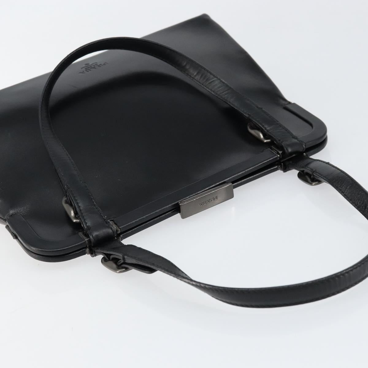 PRADA Hand Bag Leather Black Silver Auth bs31140