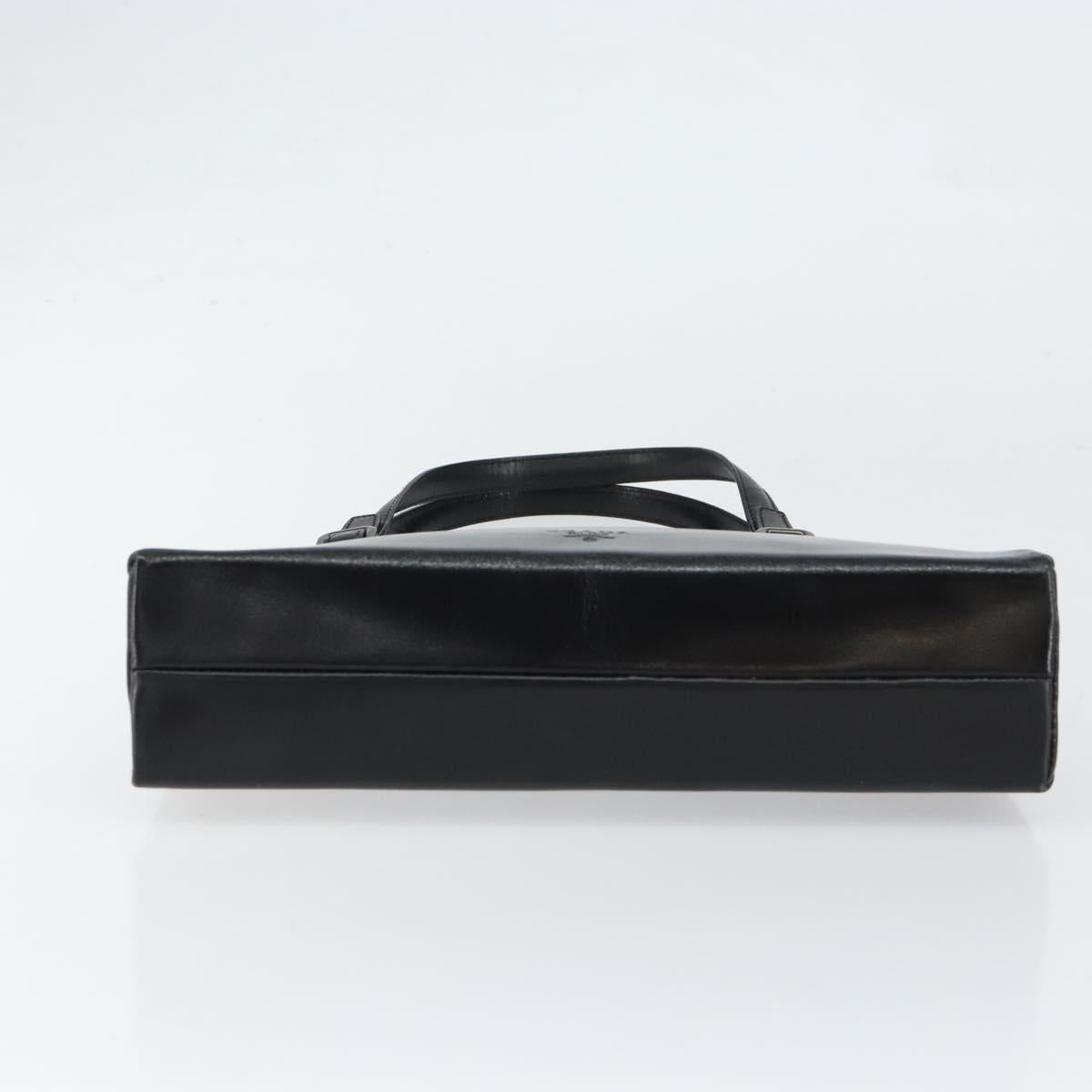 PRADA Hand Bag Leather Black Silver Auth bs31140
