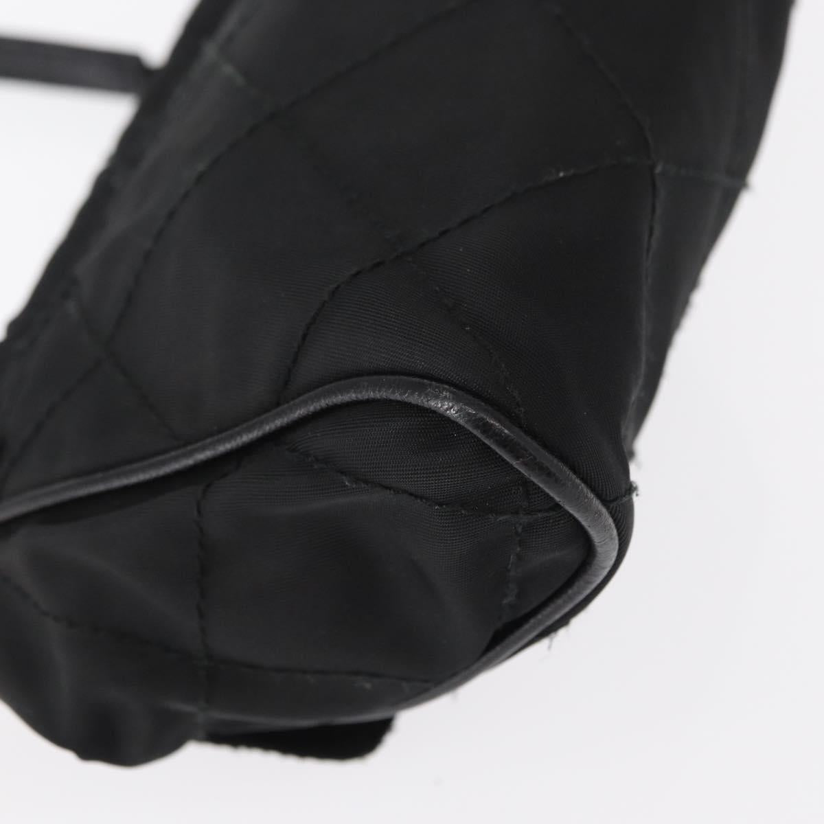 PRADA Chain Shoulder Bag Nylon Black Gold Auth bs31141