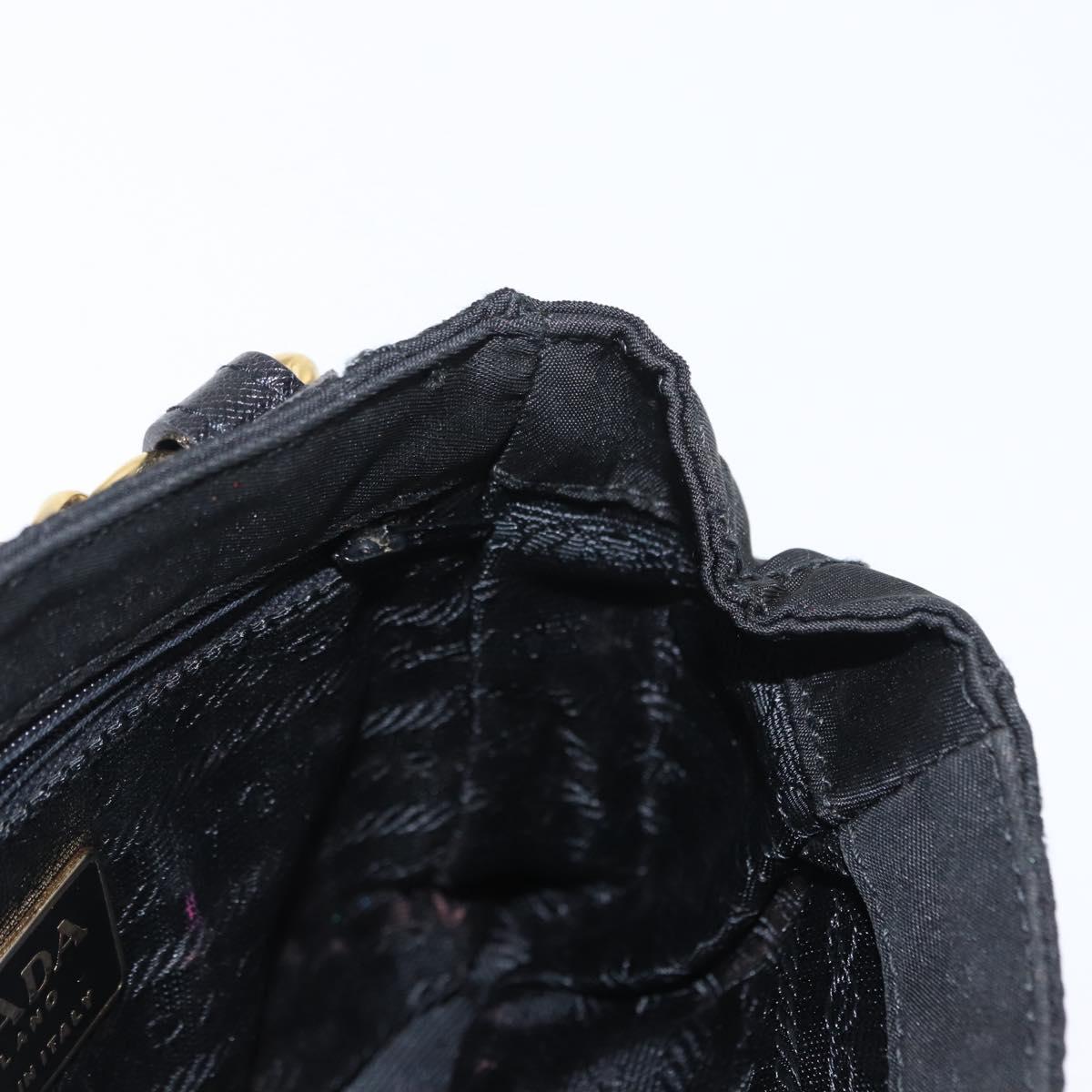 PRADA Chain Shoulder Bag Nylon Black Gold Auth bs31141