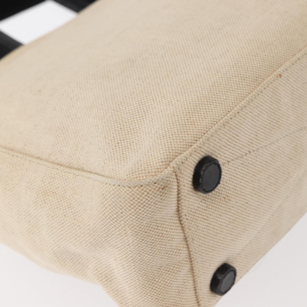 PRADA Hand Bag Canvas Beige Silver Auth bs31142