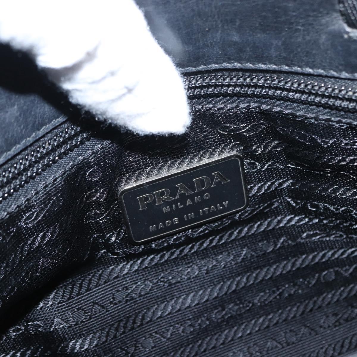 PRADA Hand Bag Canvas Beige Silver Auth bs31142