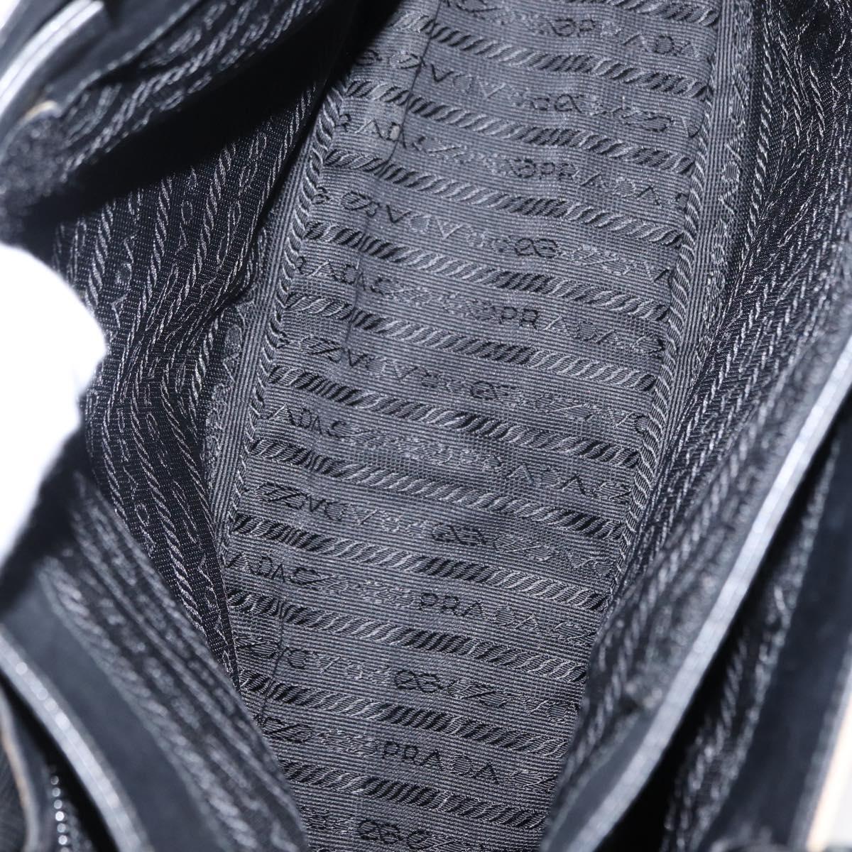 PRADA Hand Bag Canvas Beige Silver Auth bs31142