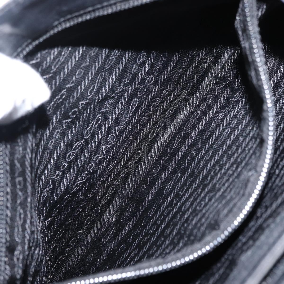 PRADA Hand Bag Canvas Beige Silver Auth bs31142