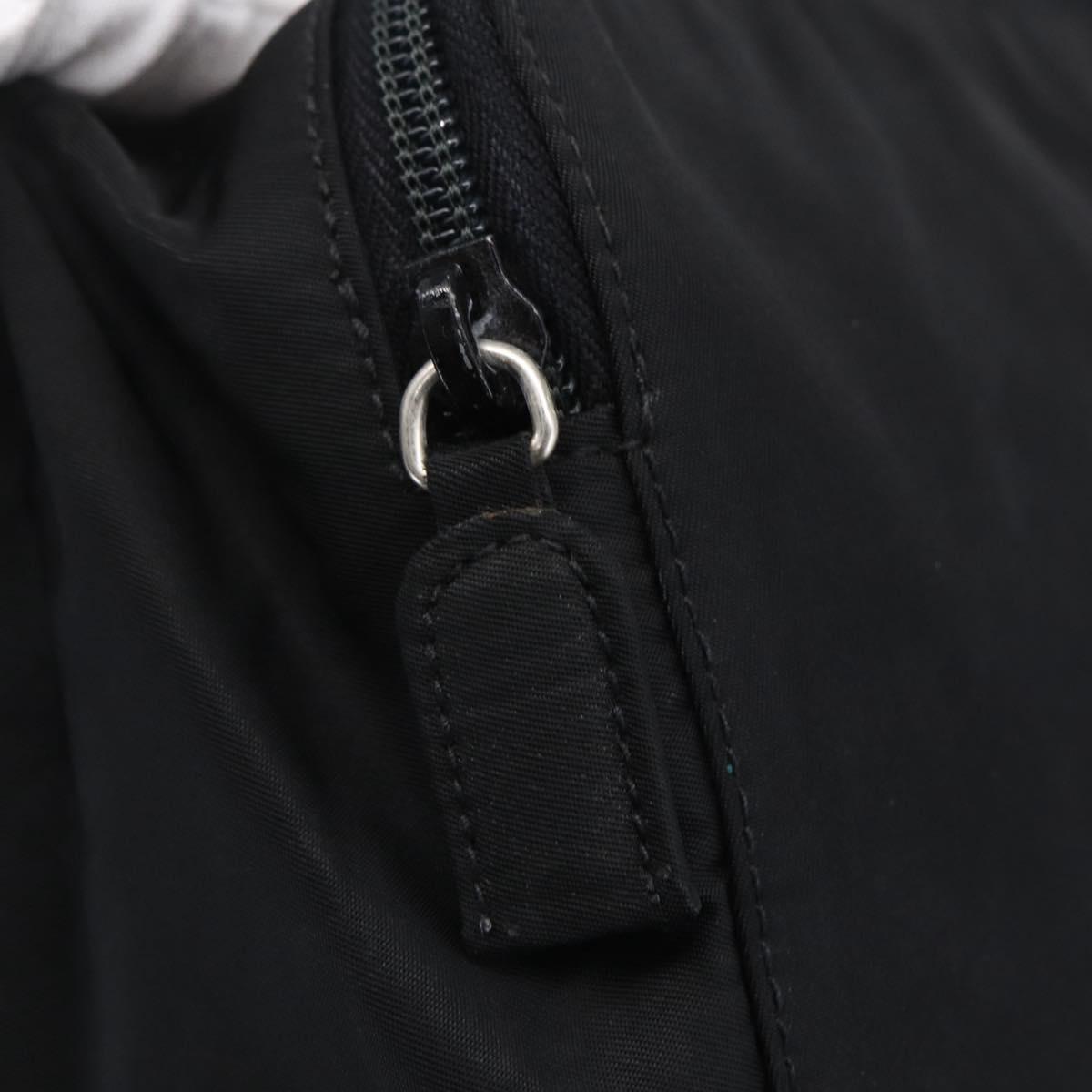 PRADA Hand Bag Nylon Black Silver Auth bs31144