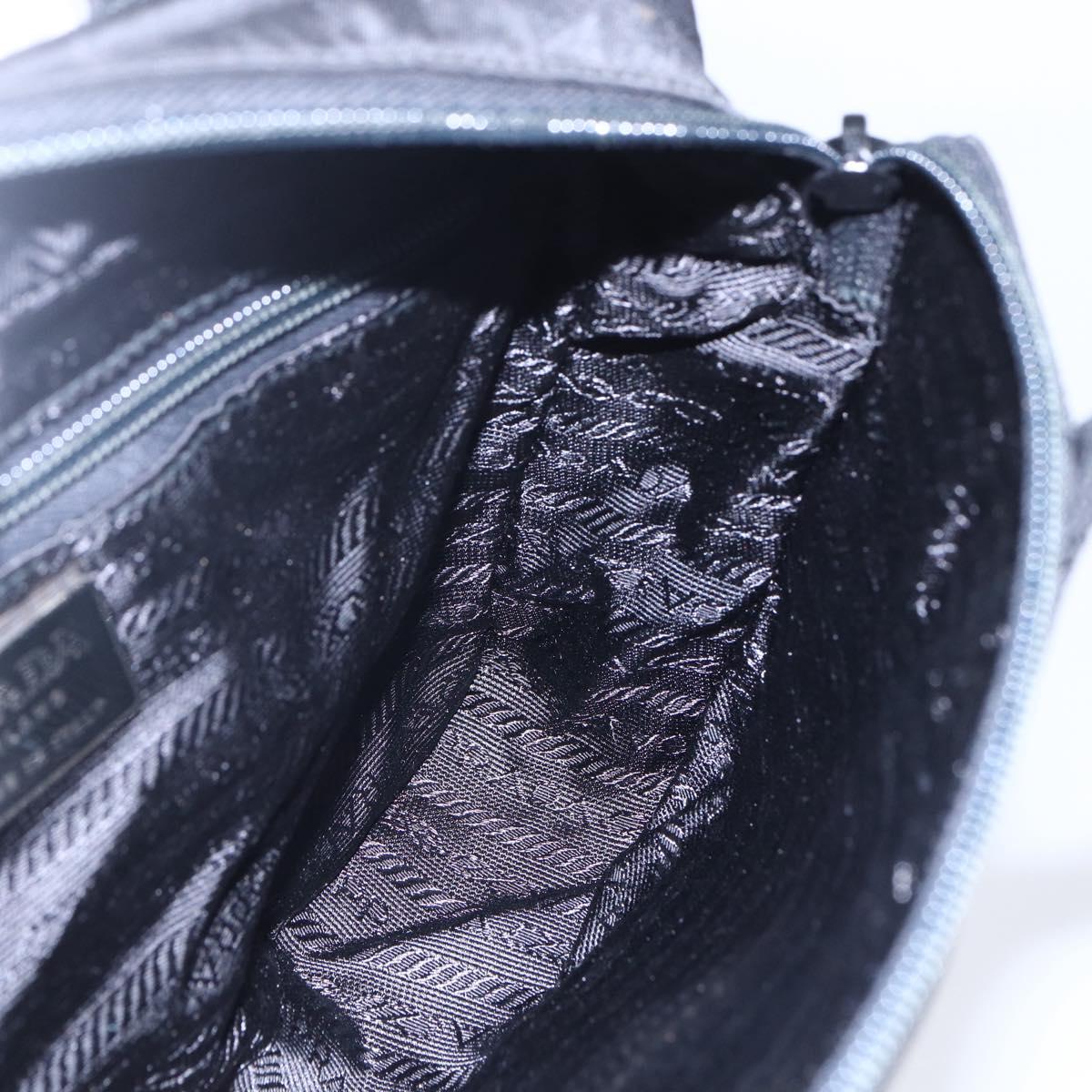PRADA Hand Bag Nylon Black Silver Auth bs31144
