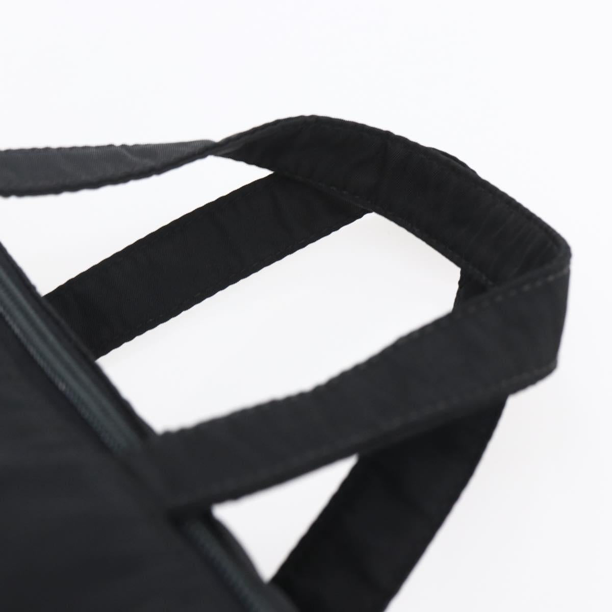 PRADA Hand Bag Nylon Black Silver Auth bs31144