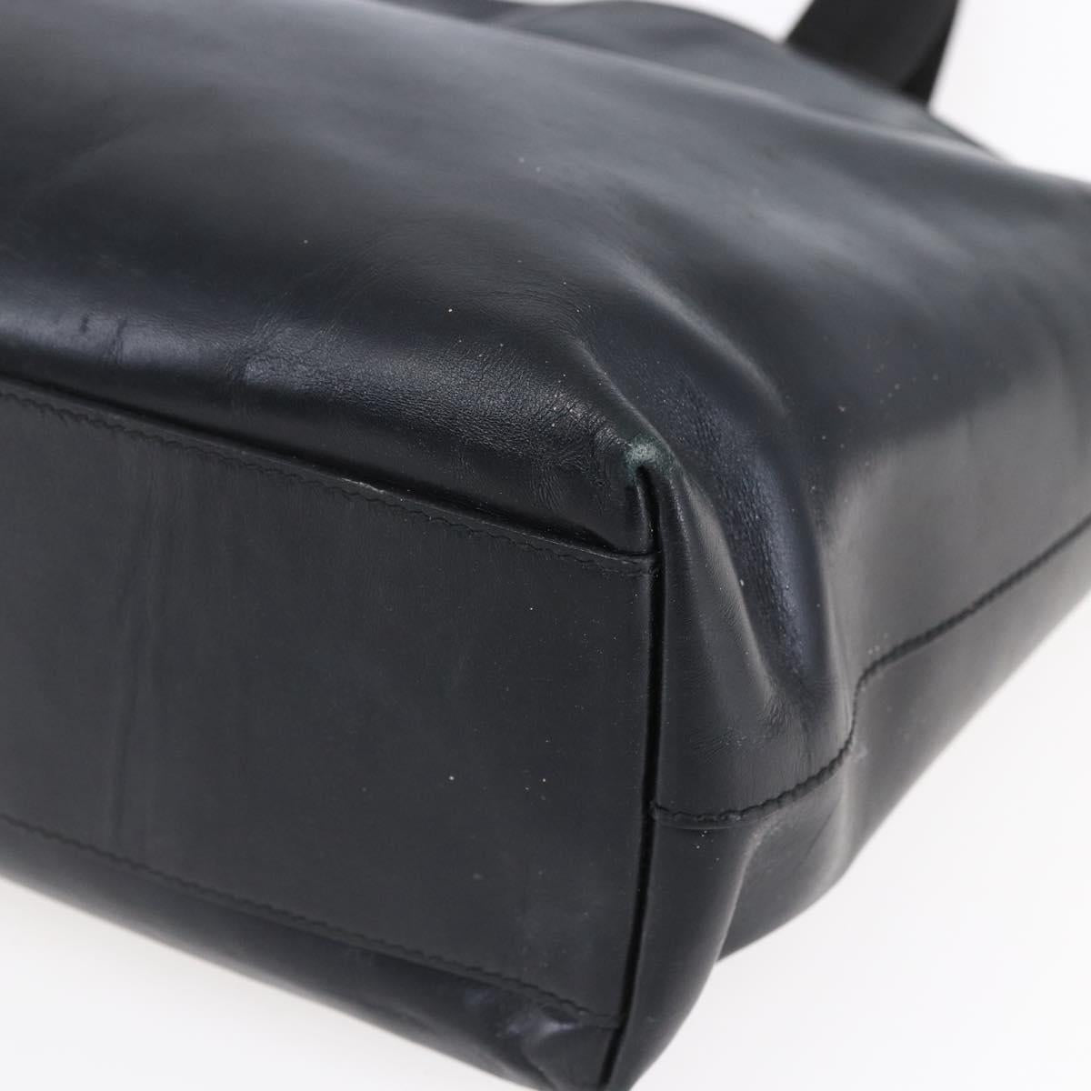 PRADA Hand Bag Leather Black Silver Auth bs31147