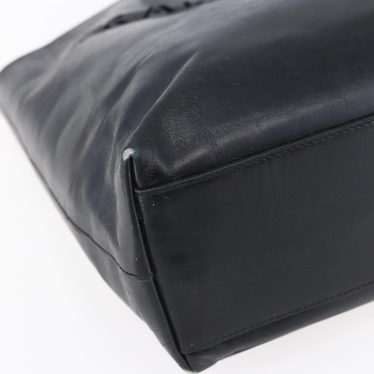 PRADA Hand Bag Leather Black Silver Auth bs31147