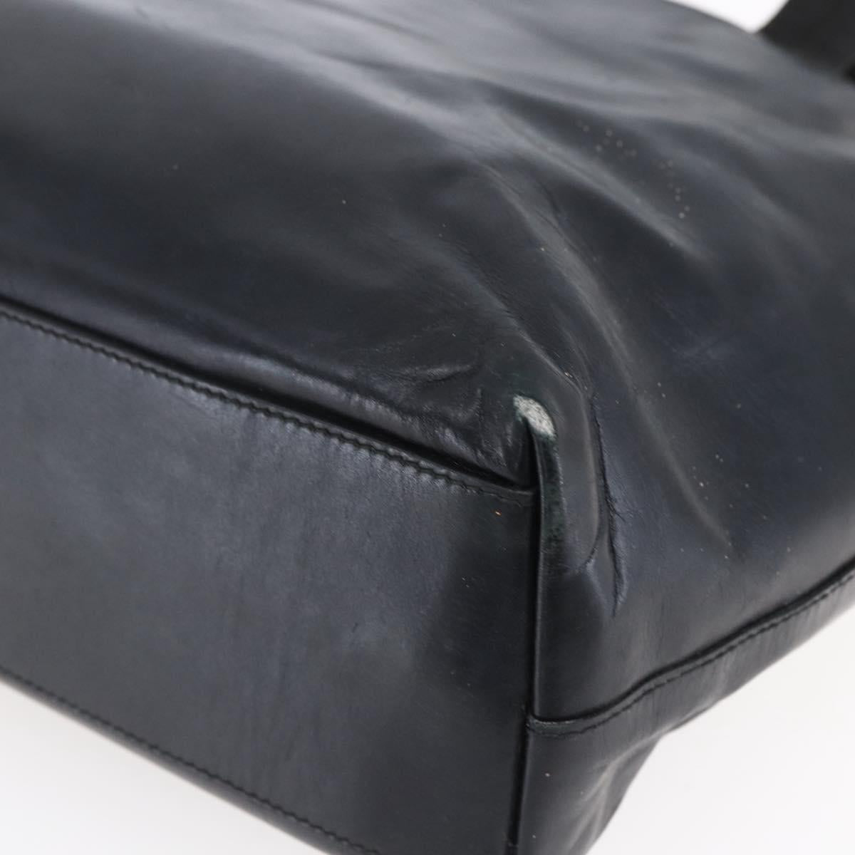 PRADA Hand Bag Leather Black Silver Auth bs31147