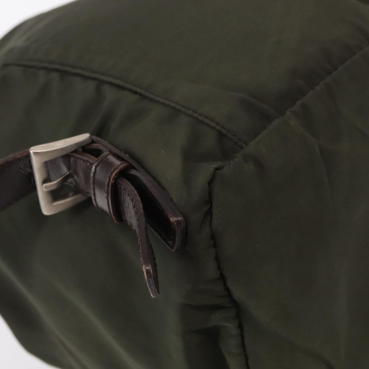 PRADA Backpack Nylon Khaki Silver Auth bs31148