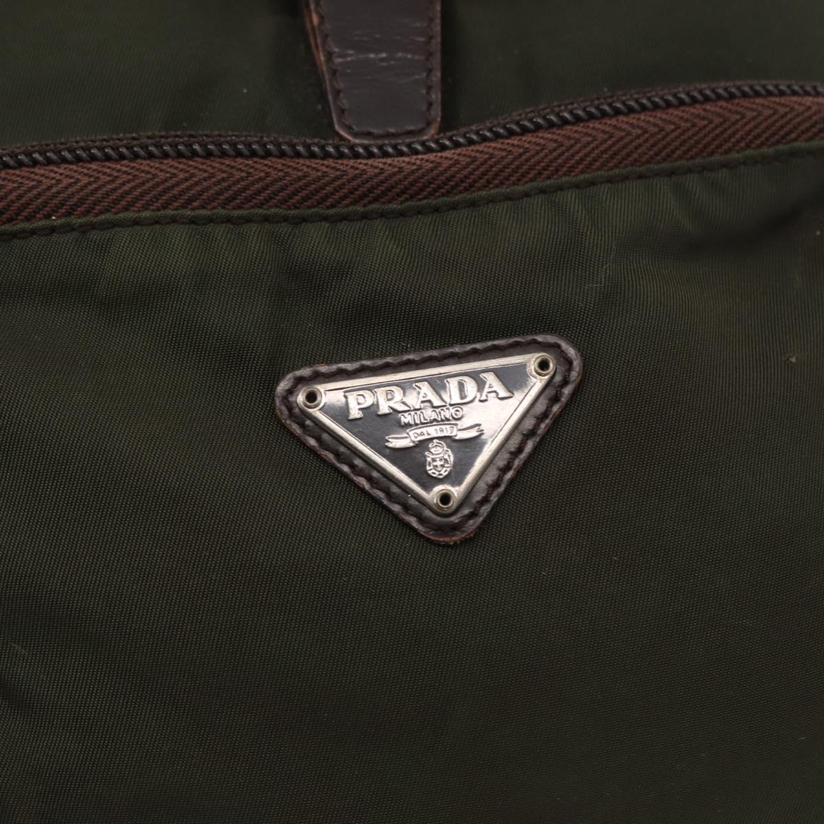 PRADA Backpack Nylon Khaki Silver Auth bs31148