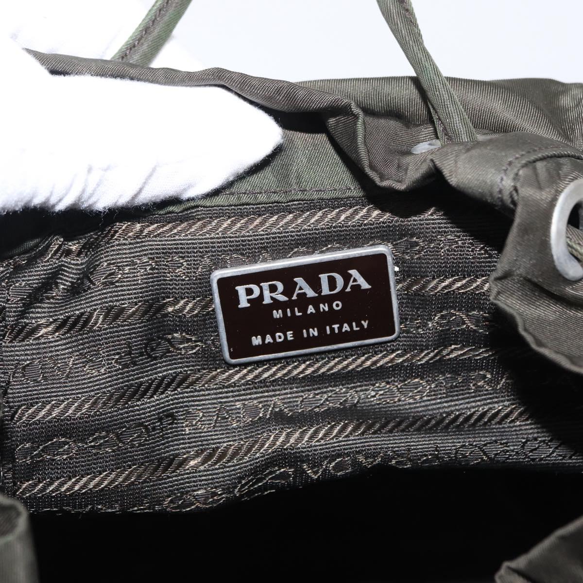 PRADA Backpack Nylon Khaki Silver Auth bs31148
