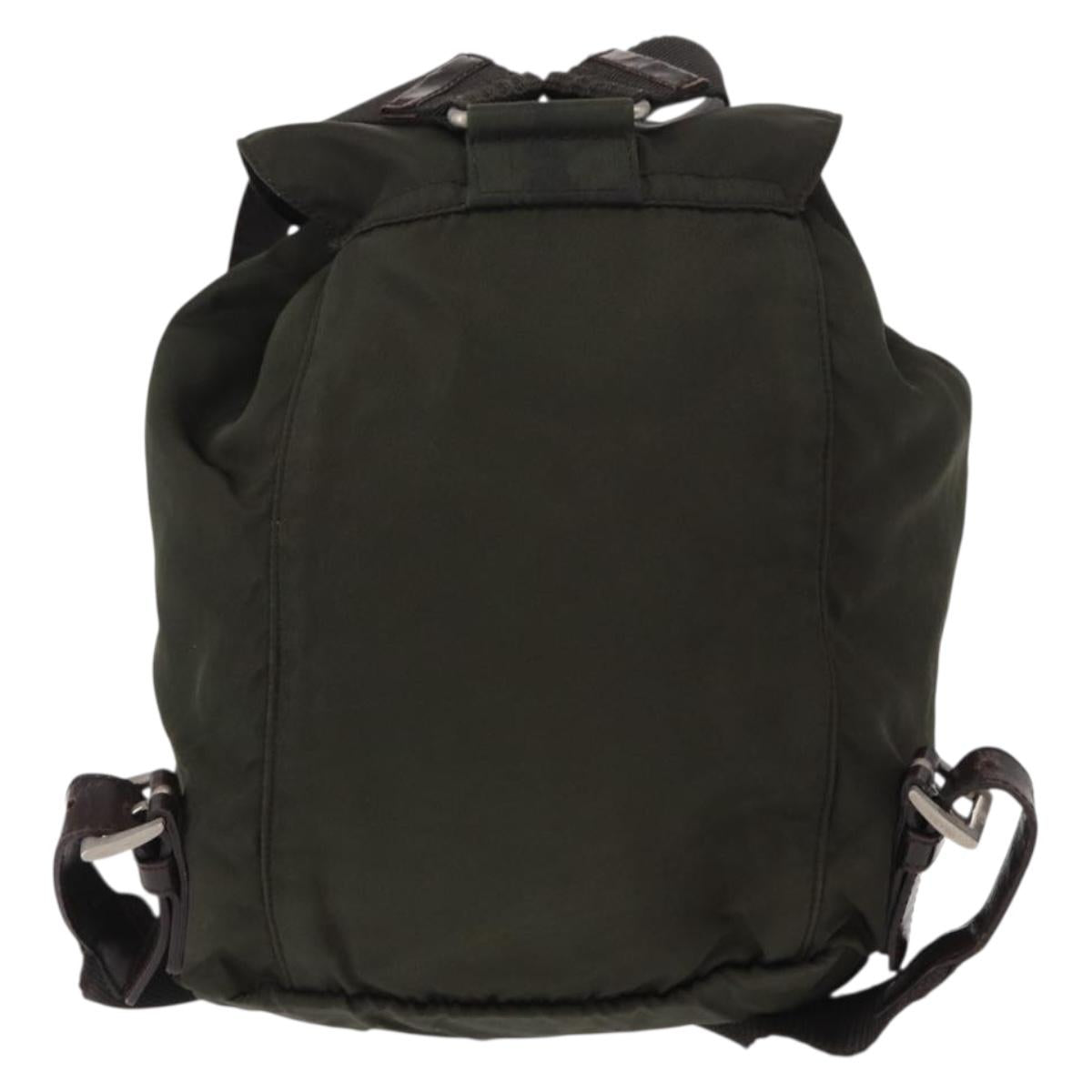 PRADA Backpack Nylon Khaki Silver Auth bs31148
