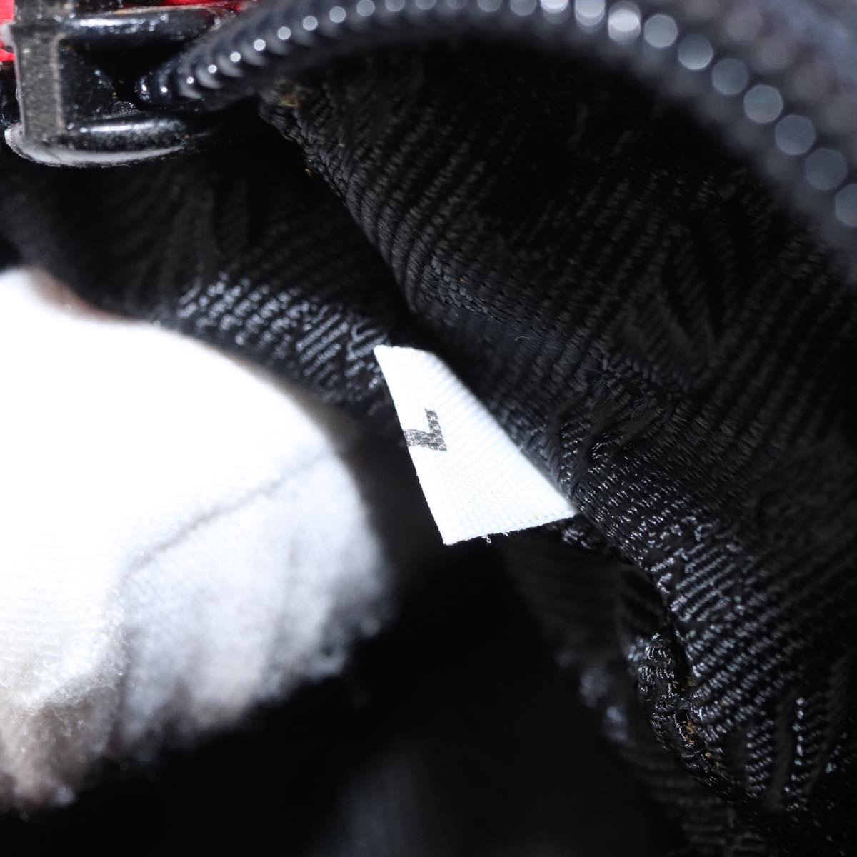 PRADA Chain Shoulder Bag Nylon Red Gold Auth bs31153