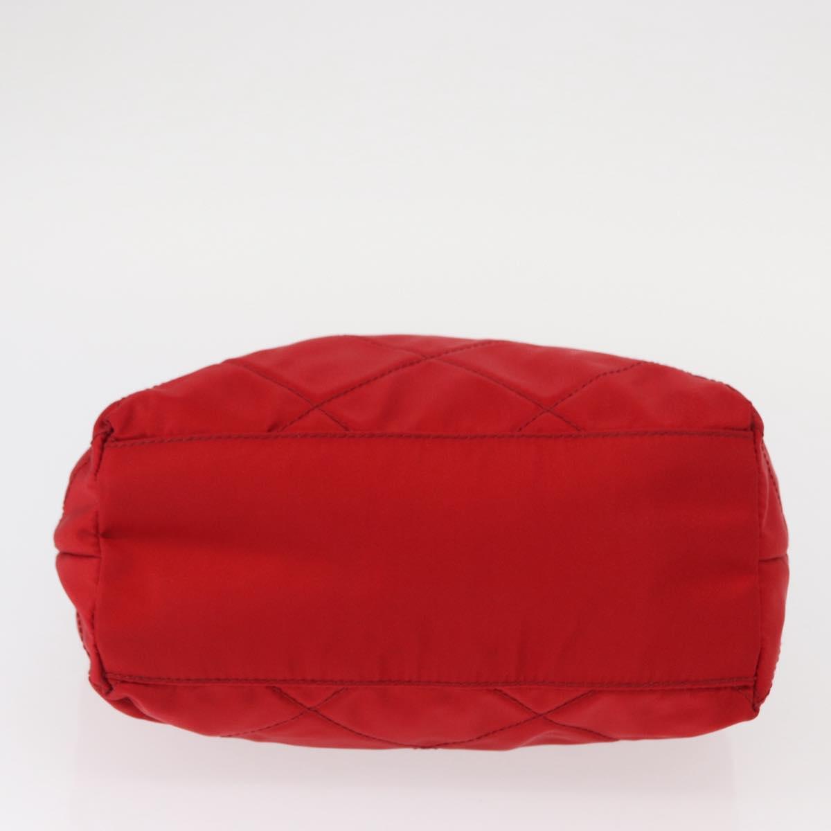 PRADA Chain Shoulder Bag Nylon Red Gold Auth bs31153