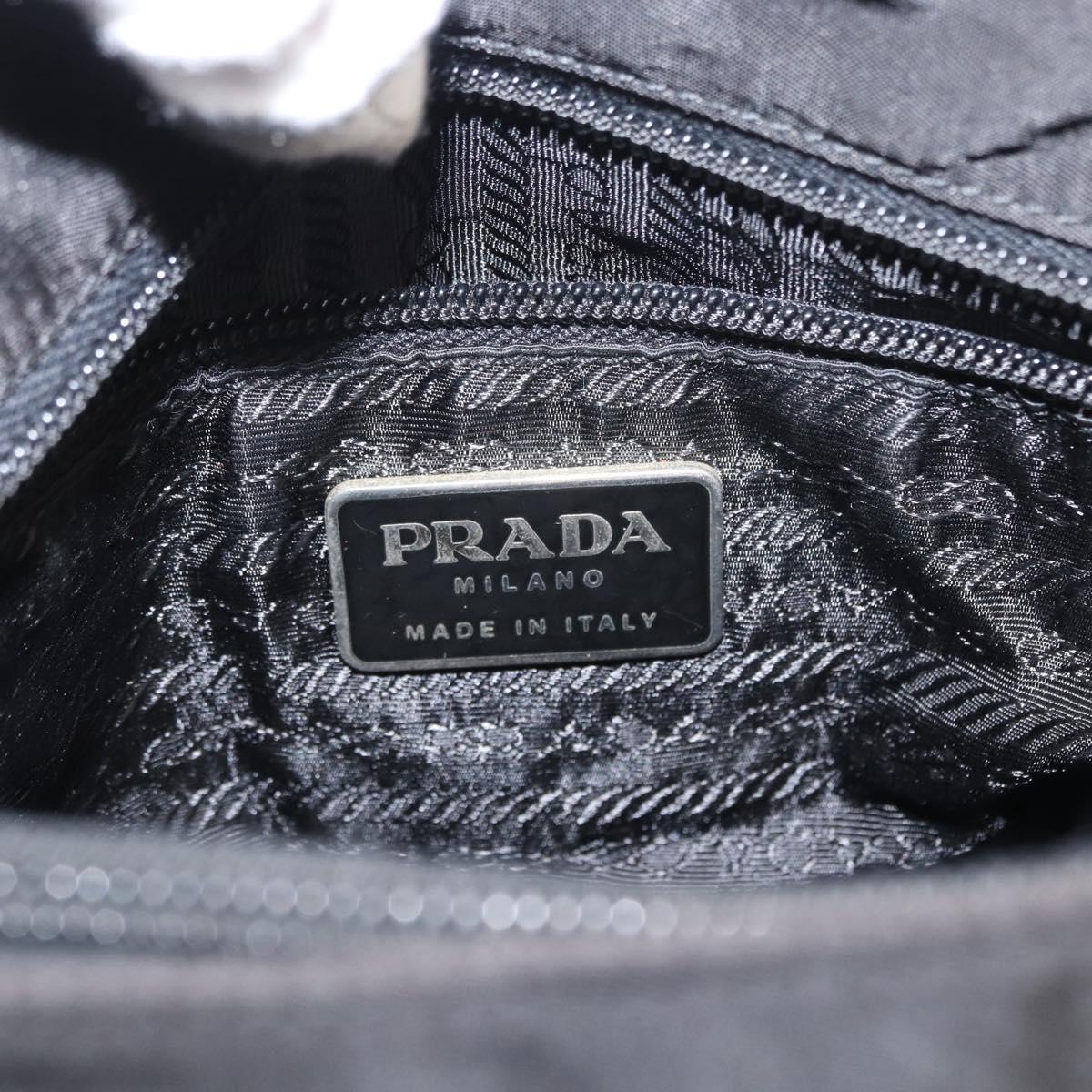 PRADA Hand Bag Nylon Black Silver Auth bs31159