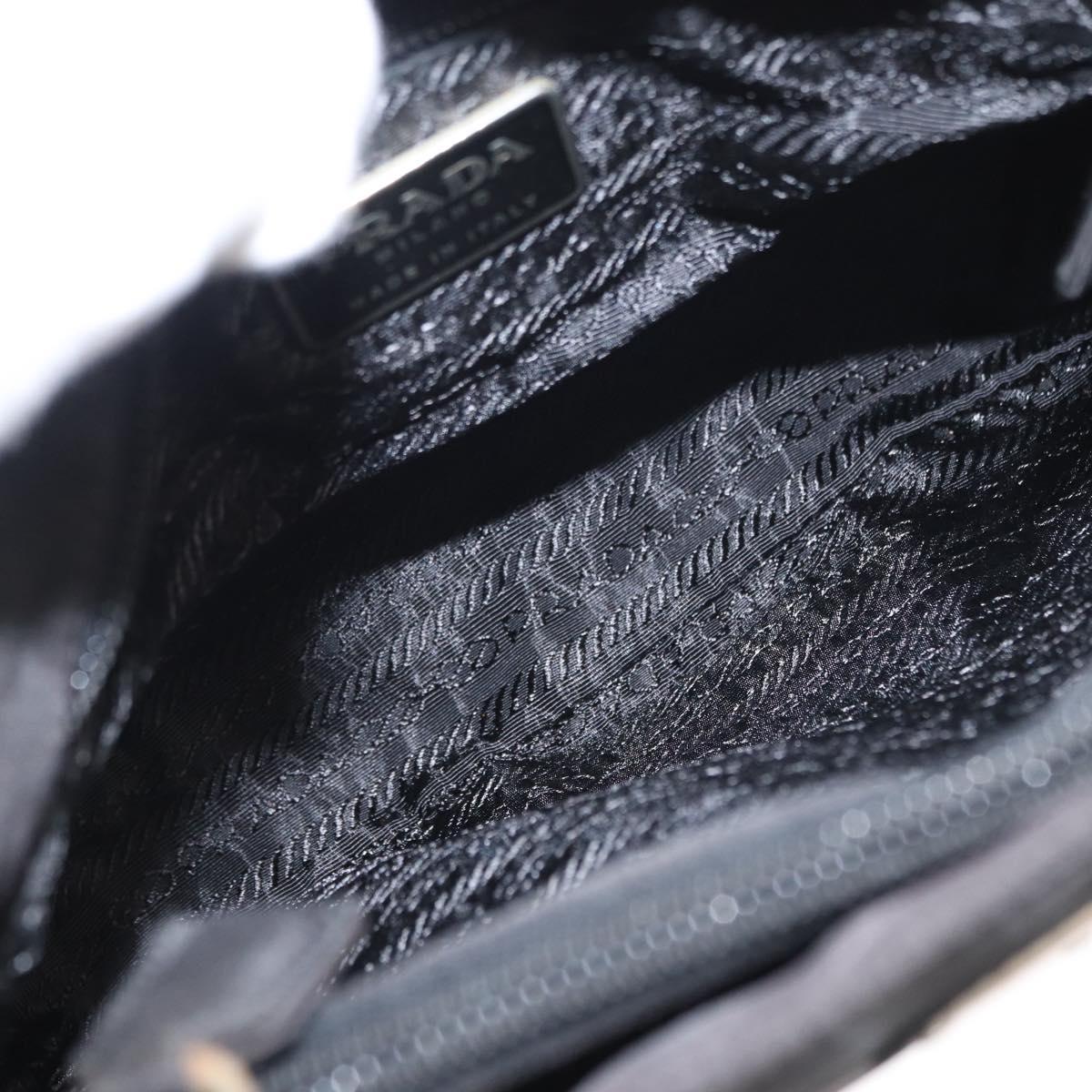 PRADA Hand Bag Nylon Black Silver Auth bs31159