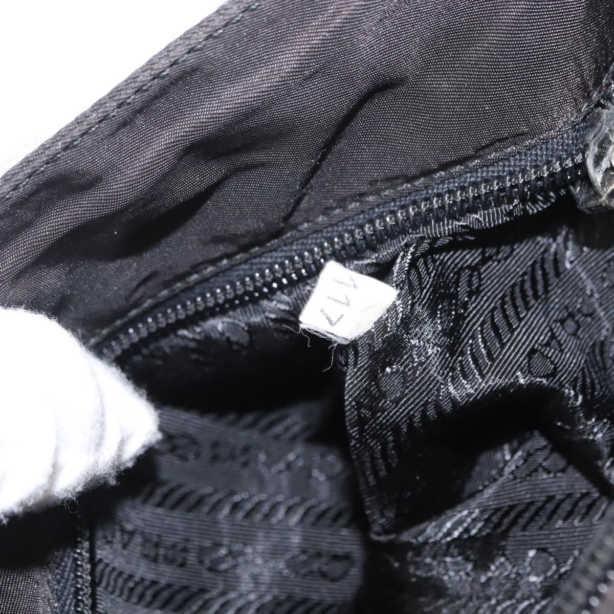 PRADA Hand Bag Nylon Black Silver Auth bs31159