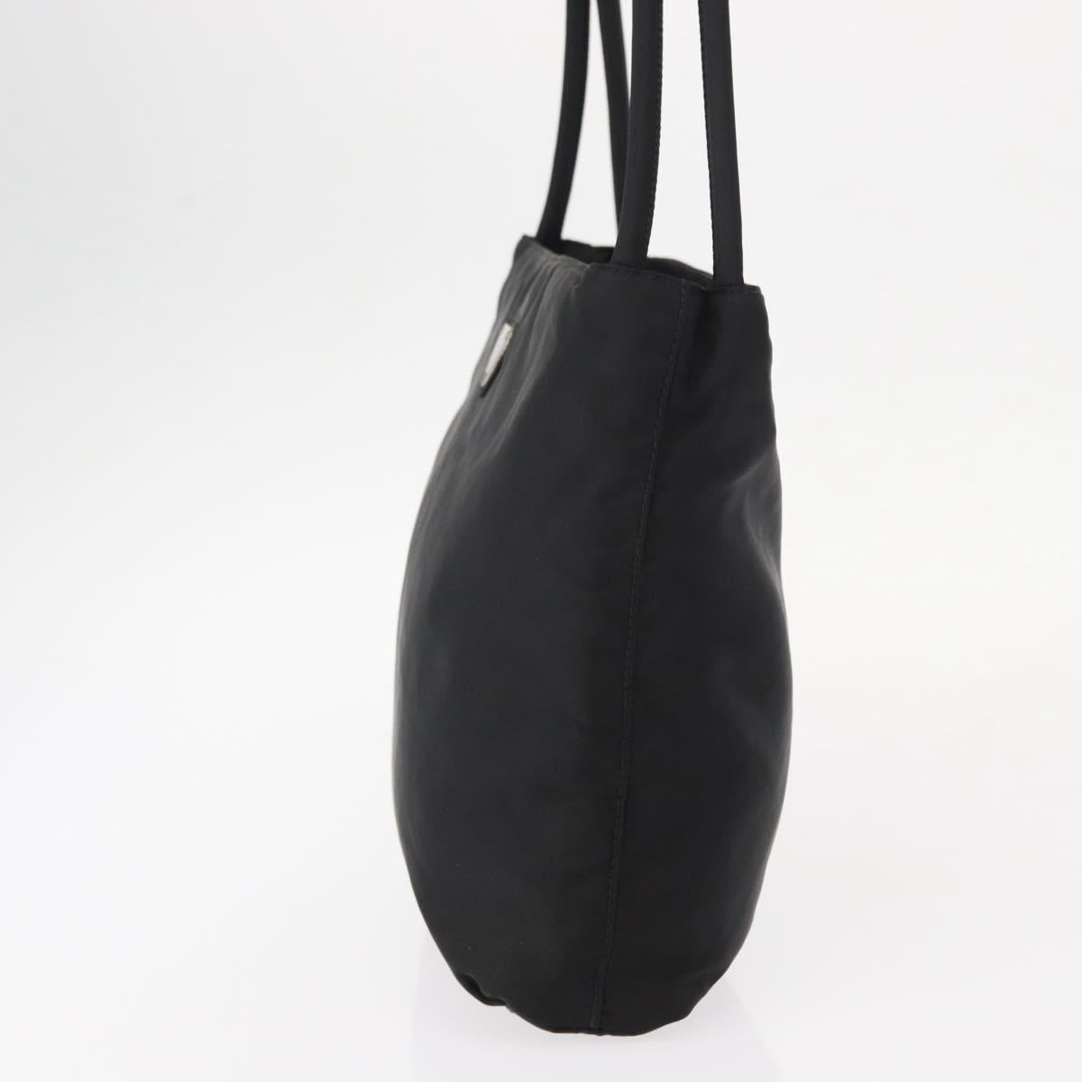 PRADA Hand Bag Nylon Black Silver Auth bs31159