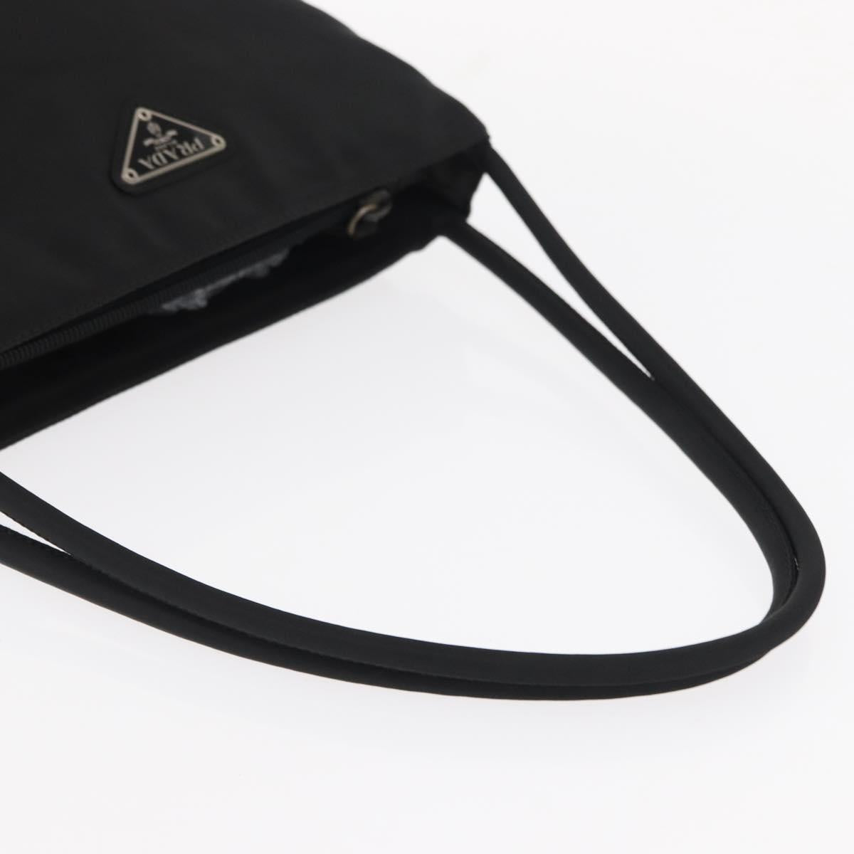 PRADA Hand Bag Nylon Black Silver Auth bs31159