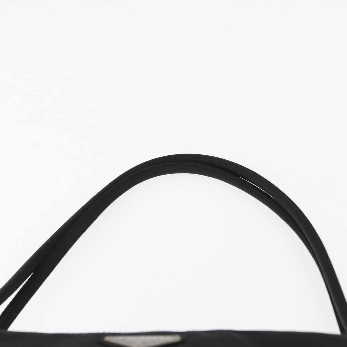PRADA Hand Bag Nylon Black Silver Auth bs31159