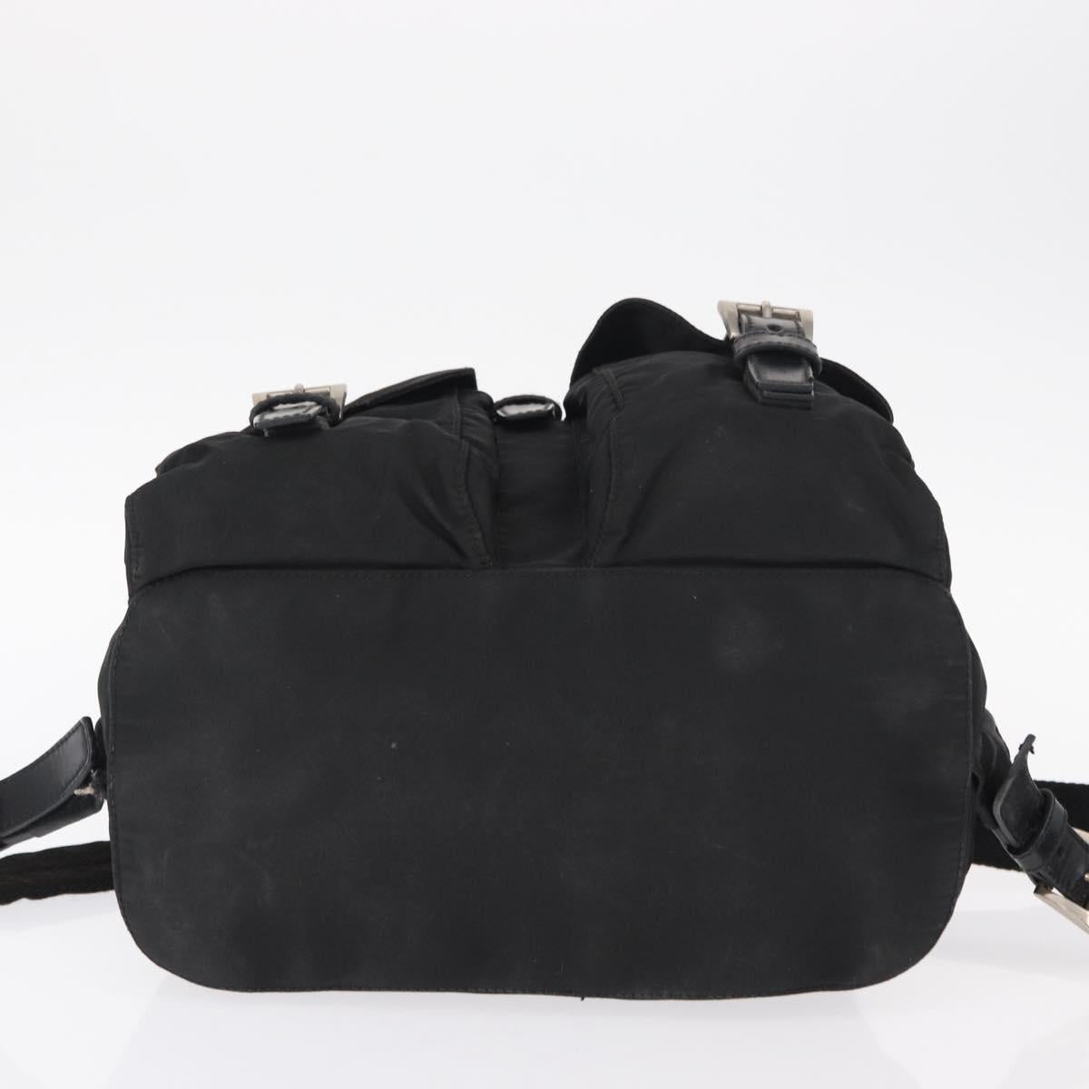PRADA Backpack Nylon Black Silver Auth bs31160