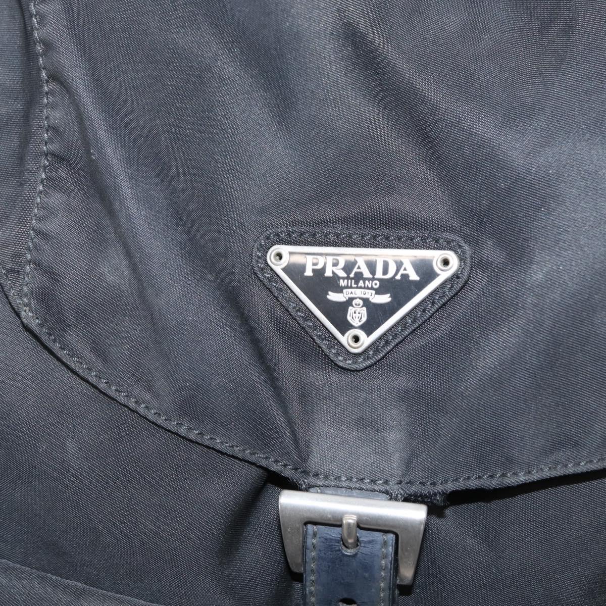 PRADA Backpack Nylon Black Silver Auth bs31160
