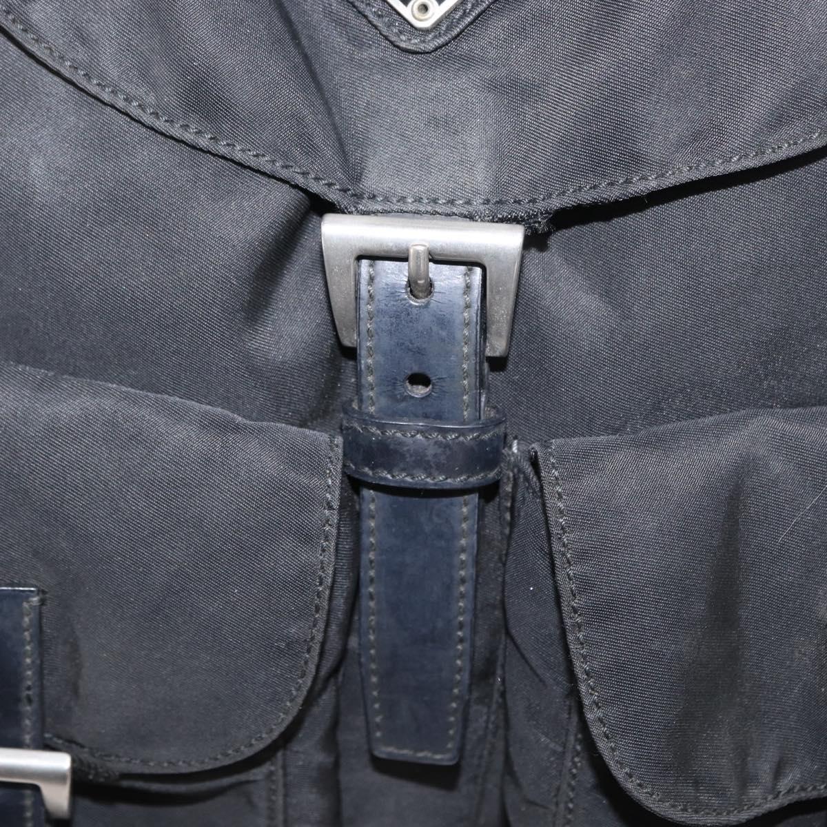 PRADA Backpack Nylon Black Silver Auth bs31160