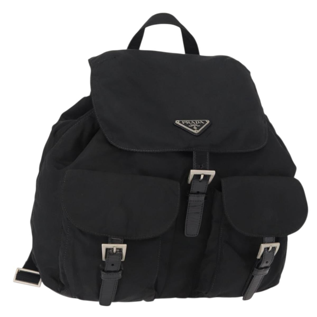 PRADA Backpack Nylon Black Silver Auth bs31164