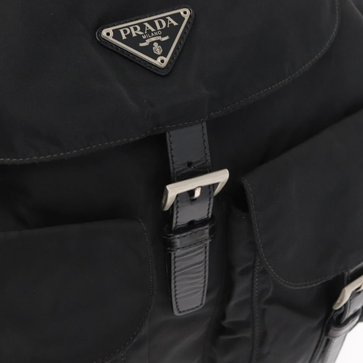 PRADA Backpack Nylon Black Silver Auth bs31164